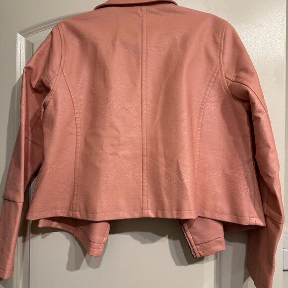 ELOQUII Hot Pink Faux Leather Moto Biker Jacket Plus Size 14/16 Fuchsia RARE - Picture 4 of 4
